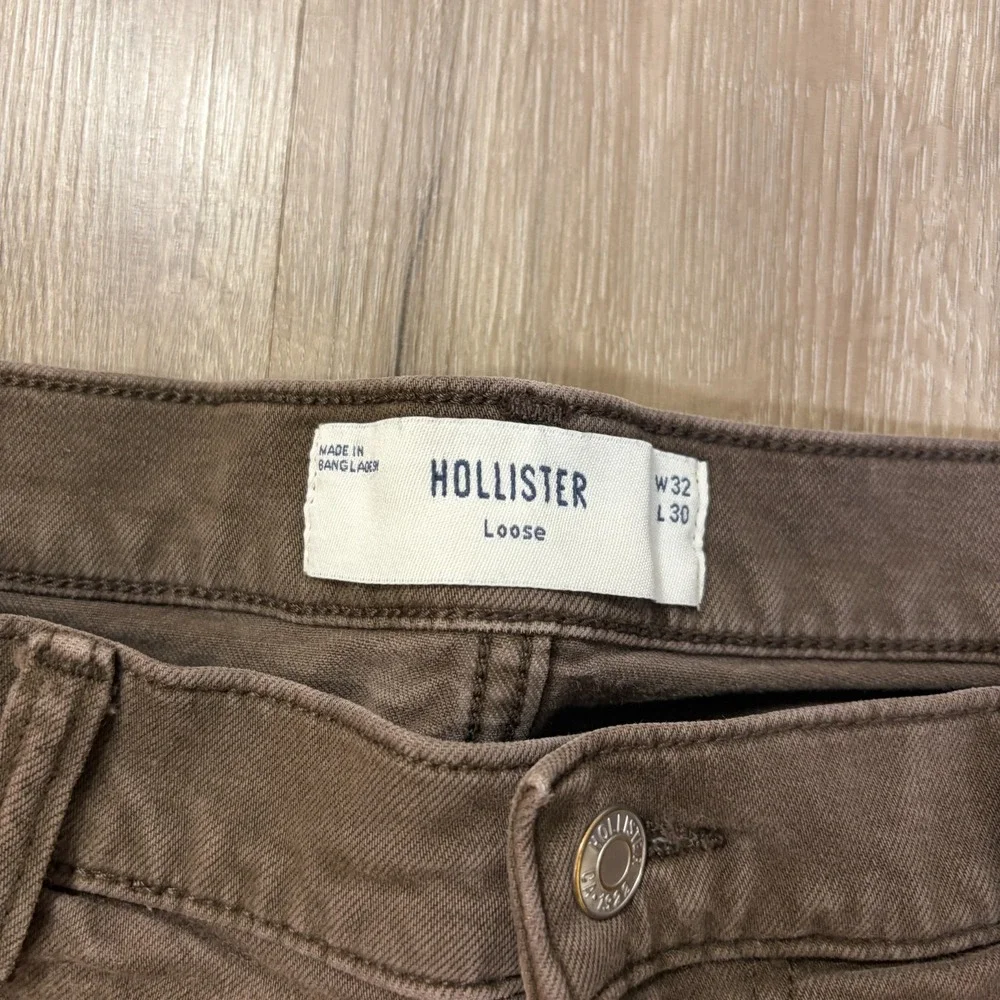 Hollister Carpenter Canvas Pants Double Knee Mens 32x30 Brown Loose Workwear